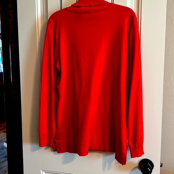 Calvin Klein Turtleneck Sweater in a Pretty Clear Red. - Picture 2 of 5